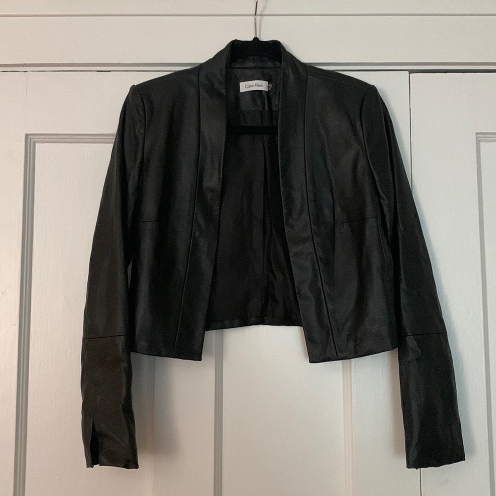 Cropped Black Leather Jacket
